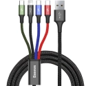 BASEUS-CA1T4-B01 - Câble Baseus 4 en 1 renforcé prises aluminium USB vers Lightning / 2 x USB-C / Micro-USB