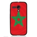 CPRN1MOTOGDRAPMAROC - Coque noire pour Motorola Moto G motif drapeau Maroc