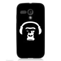 CPRN1MOTOGSINGECASQUE - Coque noire pour Motorola Moto G motif singe casque