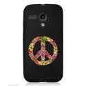 CPRN1MOTOGPEACELOVE - Coque noire pour Motorola Moto G motif Peace and Love fleuri