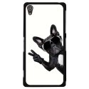 CPRN1Z3PLUSCHIENVBLANC - Coque rigide noire pour Sony Xperia Z3-Plus avec impression Motif chien à lunettes sur fond blanc