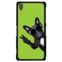 CPRN1Z3PLUSCHIENVVERT - Coque rigide noire pour Sony Xperia Z3-Plus avec impression Motif chien à lunettes sur fond vert