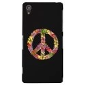 CPRN1Z3PLUSPEACEANDLOVE - Coque rigide noire pour Sony Xperia Z3-Plus avec impression Motif Peace and Love fleuri