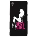 CPRN1Z3PLUSSEXYGIRL-BLANC - Coque rigide noire pour Sony Xperia Z3-Plus avec impression Motif Sexy Girl blanche