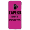 CRYSGALAXYS9APEROFUSHIA - Coque rigide transparente pour Samsung Galaxy S9 avec impression Motifs l'apéro recrute fushia