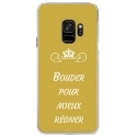 CRYSGALAXYS9BOUDEROR - Coque rigide transparente pour Samsung Galaxy S9 avec impression Motifs Bouder pour mieux Régner or