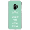 CRYSGALAXYS9BOUDERTURQUOISE - Coque rigide transparente pour Samsung Galaxy S9 avec impression Motifs Bouder pour mieux Régner tu