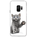 CRYSGALAXYS9CHATYEUXBLEU - Coque rigide transparente pour Samsung Galaxy S9 avec impression Motifs chat yeux bleus