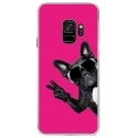 CRYSGALAXYS9CHIENVFUSHIA - Coque rigide transparente pour Samsung Galaxy S9 avec impression Motifs chien à lunettes sur fond f