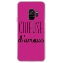 CRYSGALAXYS9CHIEUSEFUSHIA - Coque rigide transparente pour Samsung Galaxy S9 avec impression Motifs Chieuse d'Amour fushia