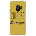 CRYSGALAXYS9CHIEUSEOR - Coque rigide transparente pour Samsung Galaxy S9 avec impression Motifs Chieuse d'Amour or