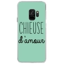 CRYSGALAXYS9CHIEUSETURQUOISE - Coque rigide transparente pour Samsung Galaxy S9 avec impression Motifs Chieuse d'Amour turquoise