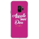 CRYSGALAXYS9DIEUFUSHIA - Coque rigide transparente pour Samsung Galaxy S9 avec impression Motifs Appelle moi Dieu fushia