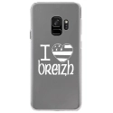 CRYSGALAXYS9DRAPBREIZH - Coque rigide transparente pour Samsung Galaxy S9 avec impression Motifs drapeau Breton I Love Breizh