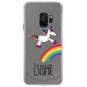 CRYSGALAXYS9LICORNE - Coque rigide transparente pour Samsung Galaxy S9 avec impression Motifs Je suis une licorne