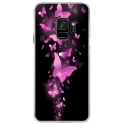 CRYSGALAXYS9PAPILLONSFUSHIAS - Coque rigide transparente pour Samsung Galaxy S9 avec impression Motifs papillons fushias