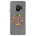 CRYSGALAXYS9PEACELOVE - Coque rigide transparente pour Samsung Galaxy S9 avec impression Motifs Peace and Love fleuri