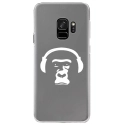 CRYSGALAXYS9SINGECASQ - Coque rigide transparente pour Samsung Galaxy S9 avec impression Motifs singe avec son casque