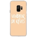 CRYSGALAXYS9VENDREVEBEIGE - Coque rigide transparente pour Samsung Galaxy S9 avec impression Motifs vendeur de rêves beige