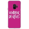 CRYSGALAXYS9VENDREVEFUSHIA - Coque rigide transparente pour Samsung Galaxy S9 avec impression Motifs vendeur de rêves fushia