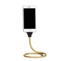 FLEXIBLEDATA-IP7NGOLD - Cable et support flexible iPhone pour bureau et voiture acier gold