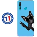 TPU0PSMART19CHIENVBLEU - Coque souple pour Huawei P Smart (2019) avec impression Motifs chien à lunettes sur fond bleu