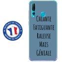 TPU0PSMART19GENIALEBLEU - Coque souple pour Huawei P Smart (2019) avec impression Motifs Chiante mais Géniale bleu