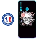 TPU0PSMART19SKULLFLOWER - Coque souple pour Huawei P Smart (2019) avec impression Motifs skull fleuri
