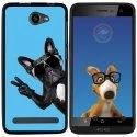 TPU1HELIUM45CHIENVBLEU - Coque Souple en gel noir pour Archos 45 Helium avec impression Motifs chien à lunettes sur fond ble