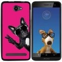 TPU1HELIUM45CHIENVFUSHIA - Coque Souple en gel noir pour Archos 45 Helium avec impression Motifs chien à lunettes sur fond fus