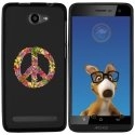 TPU1HELIUM45PEACELOVE - Coque Souple en gel noir pour Archos 45 Helium avec impression Motifs Peace and Love fleuri