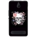 TPU1LUMIA550SKULLFLOWER - Coque souple pour Microsoft Lumia 550 avec impression Motifs skull fleuri