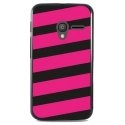 TPU1PIXI340BANDEFUSHIA - Coque Souple en gel noir pour Orange Rise-30 avec impression Motifs bandes fushias