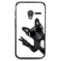 TPU1PIXI340CHIENVBLANC - Coque Souple en gel noir pour Orange Rise-30 avec impression Motifs chien à lunettes sur fond blanc