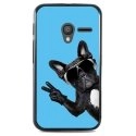 TPU1PIXI340CHIENVBLEU - Coque Souple en gel noir pour Orange Rise-30 avec impression Motifs chien à lunettes sur fond bleu