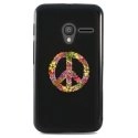 TPU1PIXI340PEACELOVE - Coque Souple en gel noir pour Orange Rise-30 avec impression Motifs Peace and Love fleuri