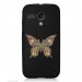 CPRN1MOTOGPAPILLONSEUL - Coque noire pour Motorola Moto G Impression motif Papillon psychedelique
