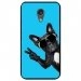 CPRN1MOTOGV2CHIENVBLEU - Coque noire pour Motorola Moto-G2 impression chien à lunette sur fond bleu