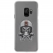 CRYSGALAXYS9SKULLCASQUE - Coque rigide transparente pour Samsung Galaxy S9 avec impression Motifs tête de mort avec un casque