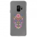 CRYSGALAXYS9SKULLFLEUR - Coque rigide transparente pour Samsung Galaxy S9 avec impression Motifs crâne en fleurs