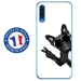 TPU0GALA70CHIENVBLANC - Coque souple pour Samsung Galaxy A70 avec impression Motifs chien à lunettes sur fond blanc