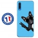 TPU0GALA70CHIENVBLEU - Coque souple pour Samsung Galaxy A70 avec impression Motifs chien à lunettes sur fond bleu