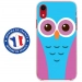 TPU0IPXRCHOUETTE3 - Coque souple pour Apple iPhone XR avec impression Motifs chouette bleue et rose