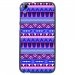 TPU1DES820AZTEQUEBLEUVIOLET - Coque Souple en gel noir pour HTC Desire 820 avec impression Motifs aztèque bleu et violet