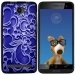 TPU1HELIUM45ARABESQUEBLEU - Coque Souple en gel noir pour Archos 45 Helium avec impression Motifs arabesque bleu