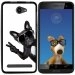 TPU1HELIUM45CHIENVBLANC - Coque Souple en gel noir pour Archos 45 Helium avec impression Motifs chien à lunettes sur fond bla