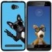 TPU1HELIUM45CHIENVBLEU - Coque Souple en gel noir pour Archos 45 Helium avec impression Motifs chien à lunettes sur fond ble