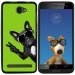 TPU1HELIUM45CHIENVVERT - Coque Souple en gel noir pour Archos 45 Helium avec impression Motifs chien à lunettes sur fond ver