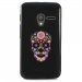 TPU1PIXI340SKULLFLEUR - Coque Souple en gel noir pour Orange Rise-30 avec impression Motifs crâne en fleurs sur fond noir